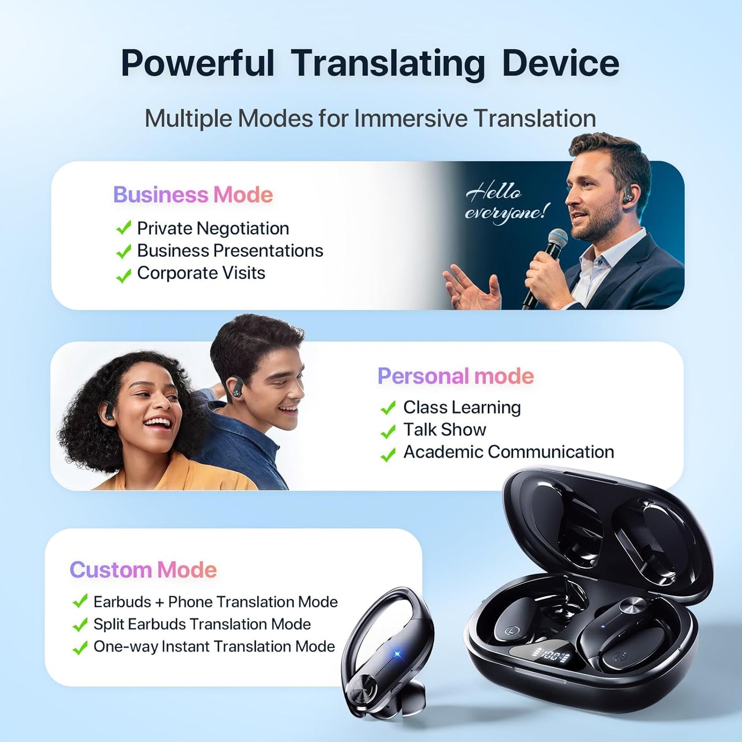 TalkEasy™ AI Translation Earbuds